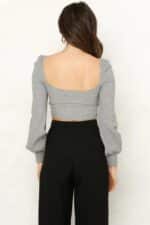 Cotton Square-Neck Knot Detail Crop Top - Image 3
