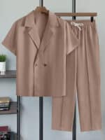Men’s Light Apricot Casual Shirt & Trousers Set - Image 5