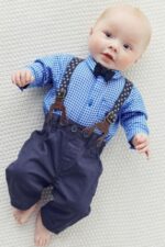 Boys Plaid Shirt & Bib Detail Trousers Set - Image 2