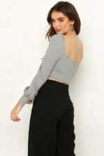 Cotton Square-Neck Knot Detail Crop Top - Image 4