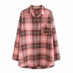 Retro Plaid Polo Collar Long-Sleeve Shirt - Image 2