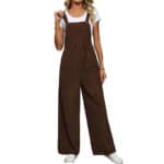 Women’s Corduroy Mid-Waist Suspender Trousers - Image 4