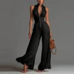 Women’s Pleated Halter Neck Wide-Leg Jumpsuit - Image 9