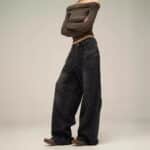 Men’s Black Relaxed-Fit Denim Trousers - Image 2