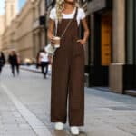 Women’s Corduroy Mid-Waist Suspender Trousers