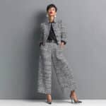 Women’s Lapel Cropped Jacket & Wide-Leg Pants Suit - Image 3