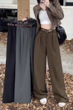 Women’s Chenille Asymmetrical Wide-Leg Trousers - Image 5
