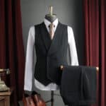 Men’s Dark Brown Double-Breasted Peak-Lapel 3-Piece Suit Set - Image 10