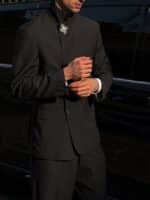 Men’s Black Mandarin Collar Zhongshan-Style Suit Set - Image 2