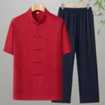 Men’s Cotton Short-Sleeve Leisure Shirt & Trousers Set - Image 6