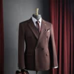 Men’s Dark Brown Double-Breasted Peak-Lapel 3-Piece Suit Set - Image 2