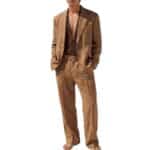 Men’s Retro Brown Jacket & Trousers Two-Piece Set - Image 4