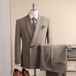Men’s Taupe Shawl-Lapel One-Button Two-Piece Suit Set