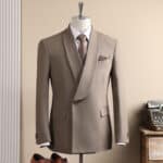 Men’s Taupe Shawl-Lapel One-Button Two-Piece Suit Set - Image 6