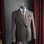 Men’s Dark Brown Double-Breasted Peak-Lapel 3-Piece Suit Set - Image 8
