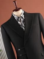 Men’s Black Peak-Lapel Gurkha Trousers Suit Set - Image 7