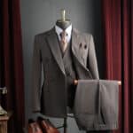 Men’s Dark Brown Double-Breasted Peak-Lapel 3-Piece Suit Set - Image 6