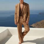 Men’s Retro Brown Jacket & Trousers Two-Piece Set - Image 5
