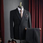 Men’s Dark Brown Double-Breasted Peak-Lapel 3-Piece Suit Set