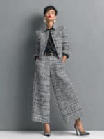 Women’s Lapel Cropped Jacket & Wide-Leg Pants Suit - Image 2