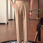 Men’s Retro Straight-Leg High-Waist Trousers