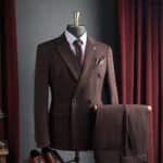 Men’s Dark Brown Double-Breasted Peak-Lapel 3-Piece Suit Set - Image 4
