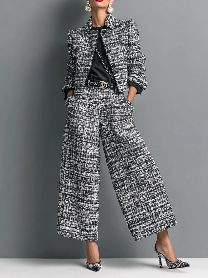 a99613c1-150c-4168-bb0e-c080609bba8c.jpg Women’s Lapel Cropped Jacket & Wide-Leg Pants Suit - Image 1