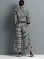 Women’s Lapel Cropped Jacket & Wide-Leg Pants Suit - Image 8