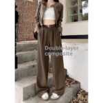 Women’s Chenille Asymmetrical Wide-Leg Trousers - Image 4