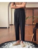 Men’s Retro Straight-Leg High-Waist Trousers - Image 3