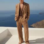 Men’s Retro Brown Jacket & Trousers Two-Piece Set