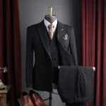 Men’s Dark Brown Double-Breasted Peak-Lapel 3-Piece Suit Set - Image 5
