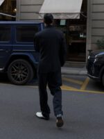 Men’s Black Mandarin Collar Zhongshan-Style Suit Set - Image 6